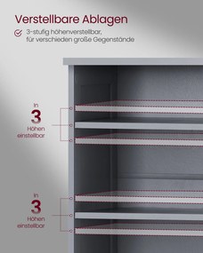 Armário de casa de banho extra longo 30 x 90 x 60 cm com 2 portas (lavatório não incluído) Cinzento 
