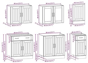 7 peças armário de cozinha conjunto Kalmar carvalho artisiano