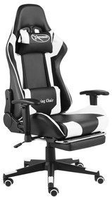 vidaXL Cadeira de gaming giratória com apoio de pés PVC branco