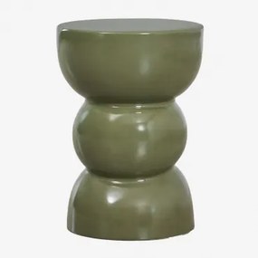 Mesa Auxiliar Redonda Ø35 Cm Em Dolomita Tiyi Verde Azeitona Intenso - Sklum