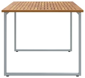 Mesa de Jantar Externa vidaXL Cinza 180x90x75 cm Aço e Madeira Sólida