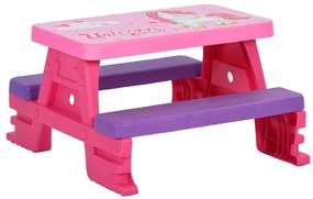 vidaXL Mesa de piquenique infantil com bancos 79x69x42 cm rosa