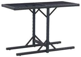 3 pcs conjunto jantar p/ jardim vime PE e vidro temperado preto