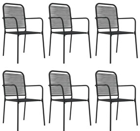 7 pcs conjunto de jantar p/ jardim corda de algodão e aço preto