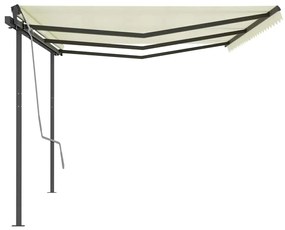 Toldo retrátil automático com postes 6x3 m cor creme