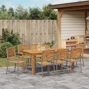 Conjunto de Jantar para Jardim 9 pcs Cinzeto 180 x 90 x 75 cm