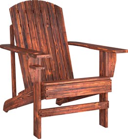 Outsunny Cadeira Adirondack de Madeira Cadeira de Jardim com Apoio para os Braços Encosto Alto 72,5x97x96cm Marrom | Aosom Portugal