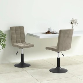 Cadeiras de jantar giratórias 2 pcs veludo cinzento-claro