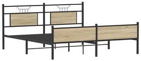 Estrutura de cama sem colchão 160x200cm metal carvalho sonoma
