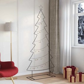 vidaXL Árvore de Natal de metal com suporte Preto 210 cm Aço