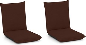 Conjunto de 2 Cadeiras de Chão Ajustáveis, 99 x 44 x 9,5 cm, Estrutura Metálica Dobrável, Castanho
