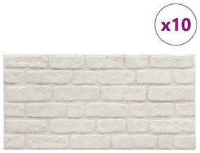 Painéis de parede 3D c/ design tijolos branco 10 pcs EPS