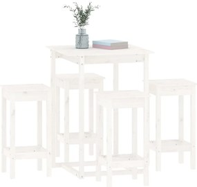 5 pcs conjunto de bar pinho maciço branco