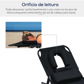 Espreguiçadeira Dobrável com Encosto Ajustável em 4 Posições Espreguiç
