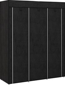 HOMCOM Roupeiro de Tecido Dobrável com 8 Prateleiras de Armazenamento e 2 Barras de Pendurar 125x43x162,5 cm Preto | Aosom Portugal