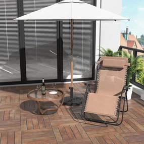 Espreguiçadeira dobrável de jardim Cadeira de gravidade zero Poltrona de praia relaxante Textilene Estrutura de aço Carga 150kg 90x65x110 cm Bege