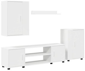 vidaXL Conjunto de móvel de TV 4 pcs Branco Madeira processada