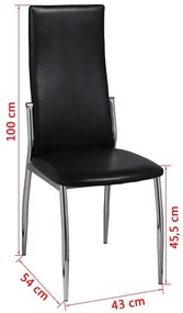 Cadeiras de jantar 4 pcs couro artificial preto