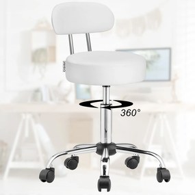 Banco escritorio, trabalho  com rodinhas, giratória 360° e com encosto branco