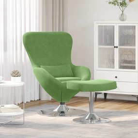 Poltrona Egg vidaXL com Otomana Veludo Verde Claro