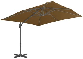 Guarda-sol de jardim com base portátil cinzento-acastanhado