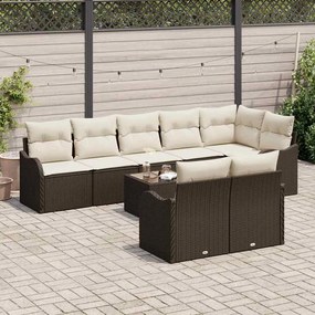 Conjunto de Sofás de Jardim de 8 Peças com Almofadas Cinzas em Rattan