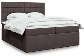Cama com molas/colchão 200x200 cm tecido castanho-escuro