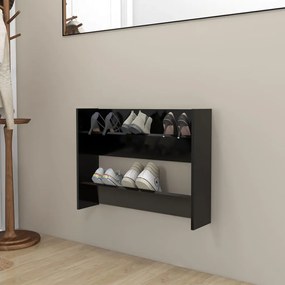 vidaXL Sapateira parede 80x18x60 cm derivados de madeira preto