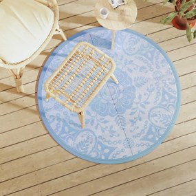 Tapete de exterior Ø120 cm ARAKIL PP azul-bebé