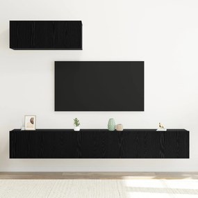 Conjunto de Armário de TV de 3 Peças Montado na Parede Carvalho Preto