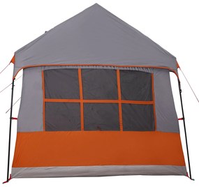 Tenda de Camping com Janelas Cinza e Laranja 12-Pessoas Impermeável