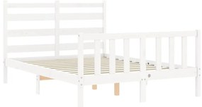 Cama sem colchão 140x200 cm madeira de pinho maciça branco