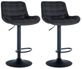 Conjunto de 2 bancos de bar Tover em veludo com estrutura preta 48 x 81-105 x 54 cm Preto