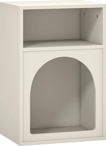 HOMCOM Mesa de Cabeceira Moderna Mesa de Cabeceira Estreita com 2 Compartimentos Abertos Desenho em Forma de Arco 40x30x60 cm Creme | Aosom Portugal