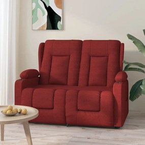vidaXL Poltrona massagem 2 lug. reclinável + suporte copo tecido tinto