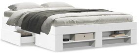 Estrutura de cama 140x200 cm derivados de madeira branco