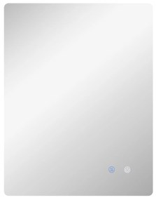 Kleankin Espelho Retangular Iluminado de LED para Banheiro 80x60 cm Branco Transparente | Aosom Portugal