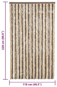 Cortina anti-insetos 118x220 cm chenille castanho-escuro e bege