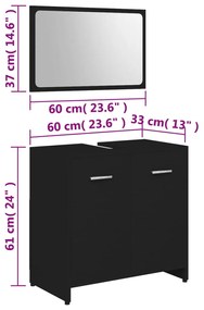 Conjunto de móveis casa de banho derivados de madeira preto