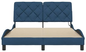 Estrutura de cama com LED sem colchão 140x200 cm tecido azul