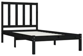 Estrutura de cama pequena solteiro 75x190 cm pinho maciço preto