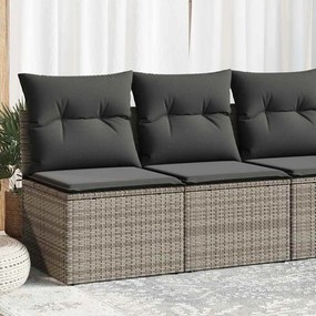 4 pcs conjunto sofás jardim almofadões vime PE/acácia cinzento