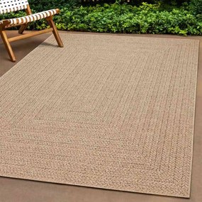 Tapete ZIZUR 120x120 cm aspeto de juta interior e exterior