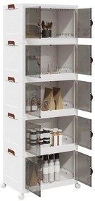 Caixa arrumação empilhável com rodas 5 níveis 75 L 64x40x179 cm