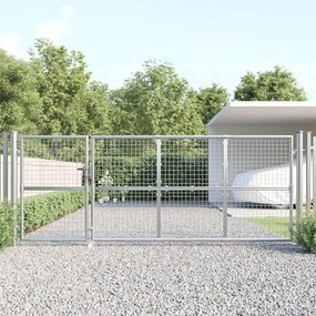 Portão de rede para jardim 350x175 cm aço galvanizado prateado