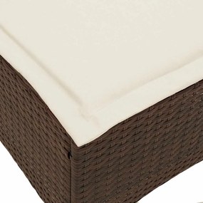 Sofá de jardim reclinável em forma de L com almofadões vime PE