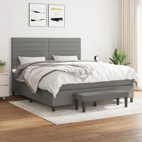 vidaXL Cama com molas/colchão 180x200 cm tecido cinzento-escuro