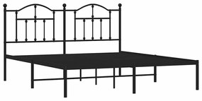 Estrutura de cama com cabeceira 183x213 cm metal preto