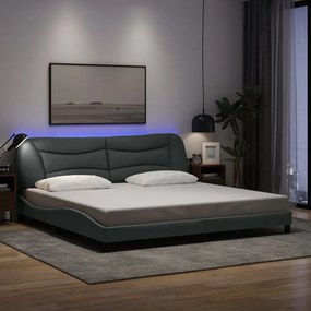 Estrutura de cama com LED sem colchão 200x200 cm tecido