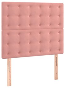 Cama box spring c/ colchão/LED 90x200 cm veludo rosa